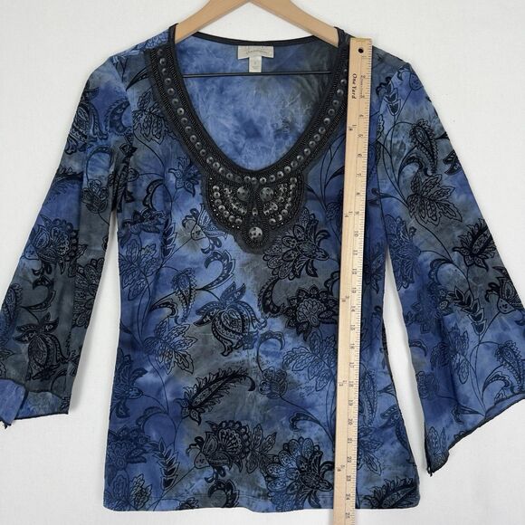 Vtg 90s Beaded Fairy Grunge Top Womens Small Blue Phoebe Friends Whimsigoth Boho - Picture 16 of 16